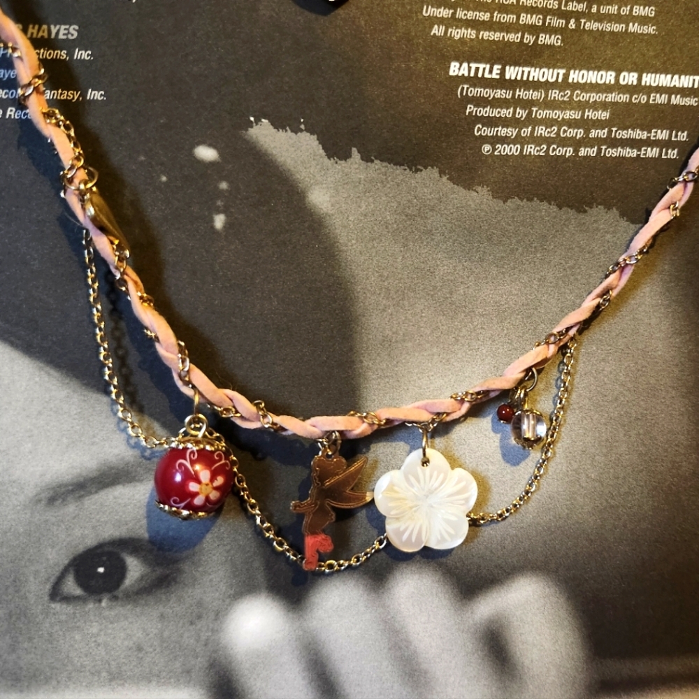 Official Disney Tinkerbell Pink & Gold Necklace